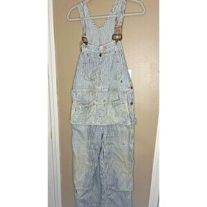 Vintage Cowden Overalls 36x27 Blue Stripe Bibs Apron Sanforized Union USA